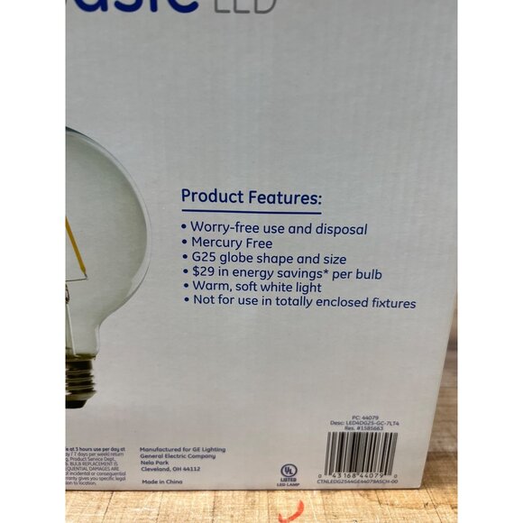 GE Basic LED G25 Medium Base Dimmable Soft White Light Bulbs 40W 4-Pack - Picture 4 of 4
